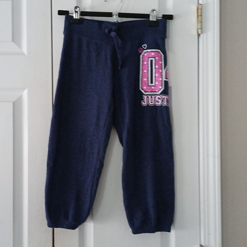 Justice navy purple sweatpants capris  Sz 10 NWOT